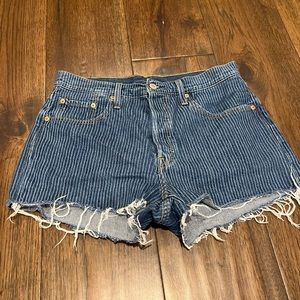 Levi’s Striped Denim Cutoff Shorts, Size 29